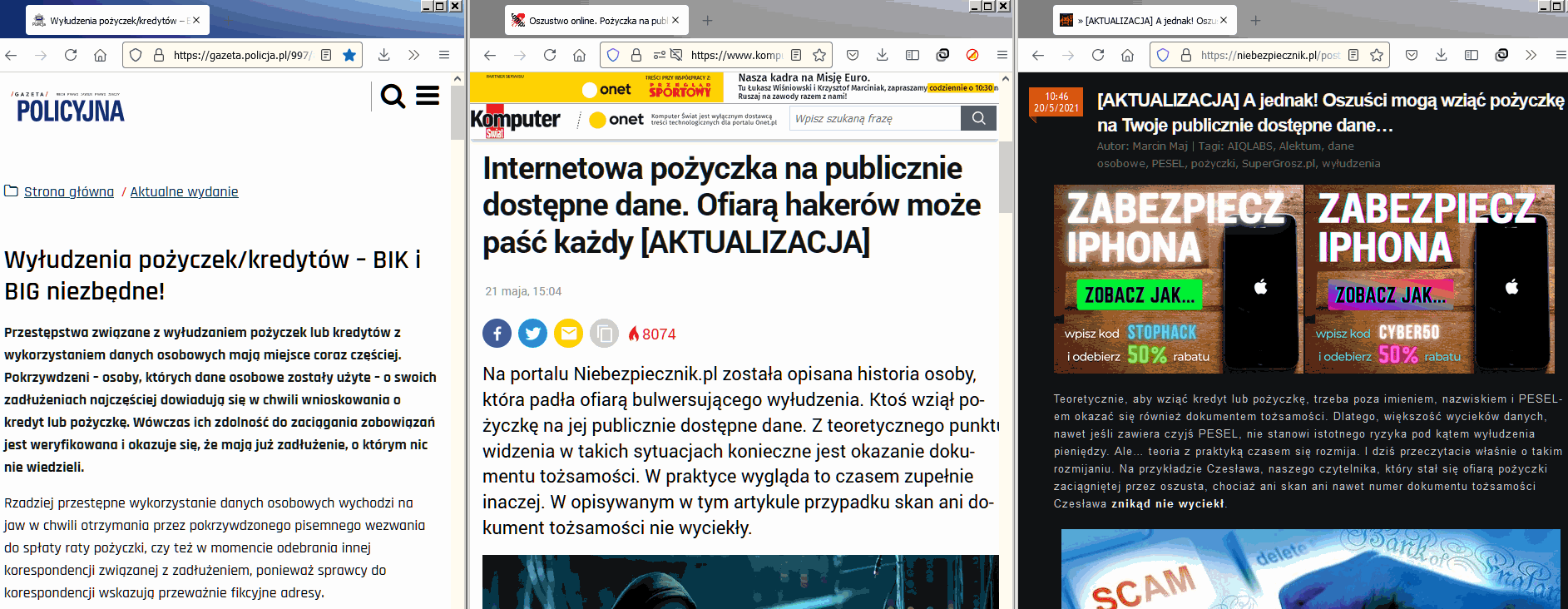 Komputer Świat wtóruje Niebezpiecznikowi: Supergrosz.pl wykorzystywany przez oszustów zaciągających pożyczki na publicznie dostępne dane.